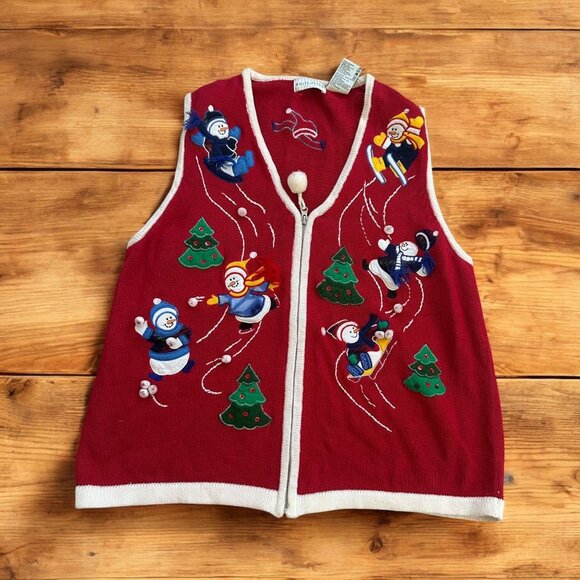 UGLY SWEATER Snowman Christmas Winter Vest Size XL - Picture 1 of 8